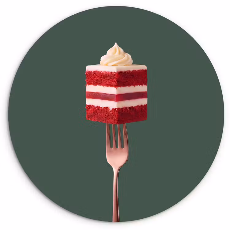 Wandcirkel - Glas - Cake - Vork - Rood — 1