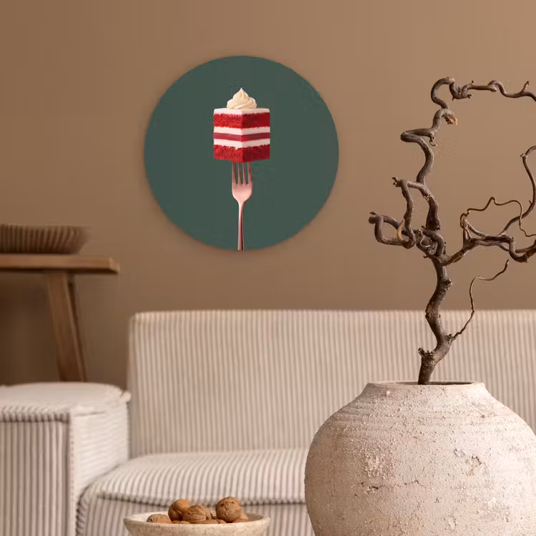 Wandcirkel - Glas - Cake - Vork - Rood — 2