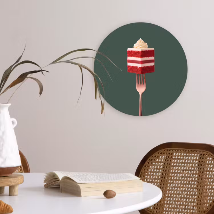 Wandcirkel - Glas - Cake - Vork - Rood — 4