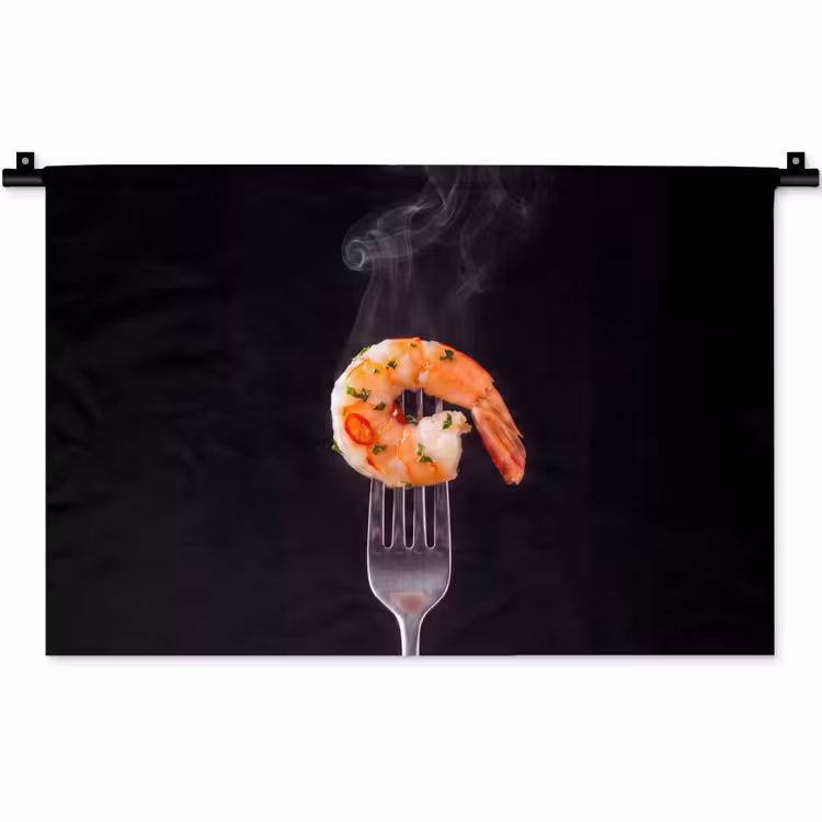 Wandkleed - Eten - Garnaal - Vork — 1