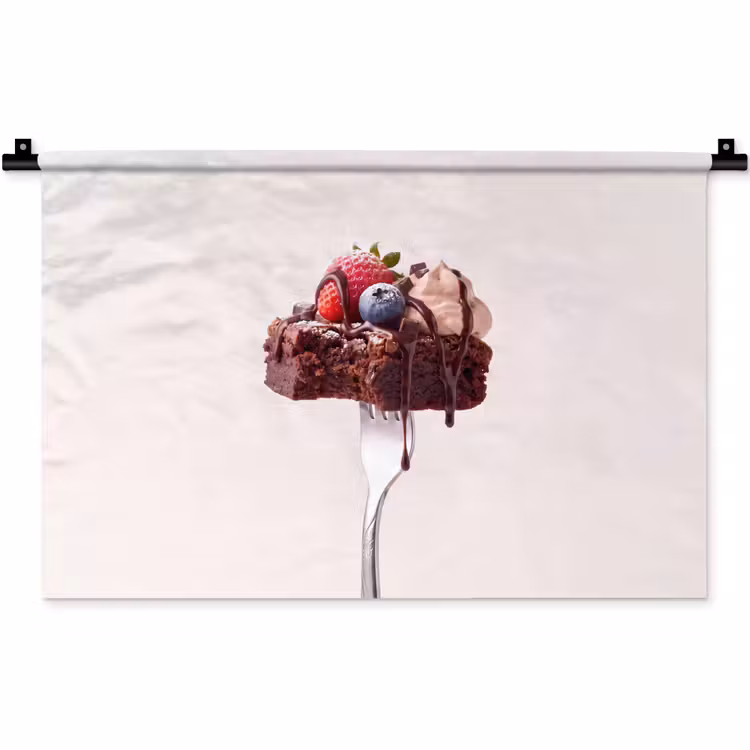 Wandkleed - Vork - brownie - aardbei — 1