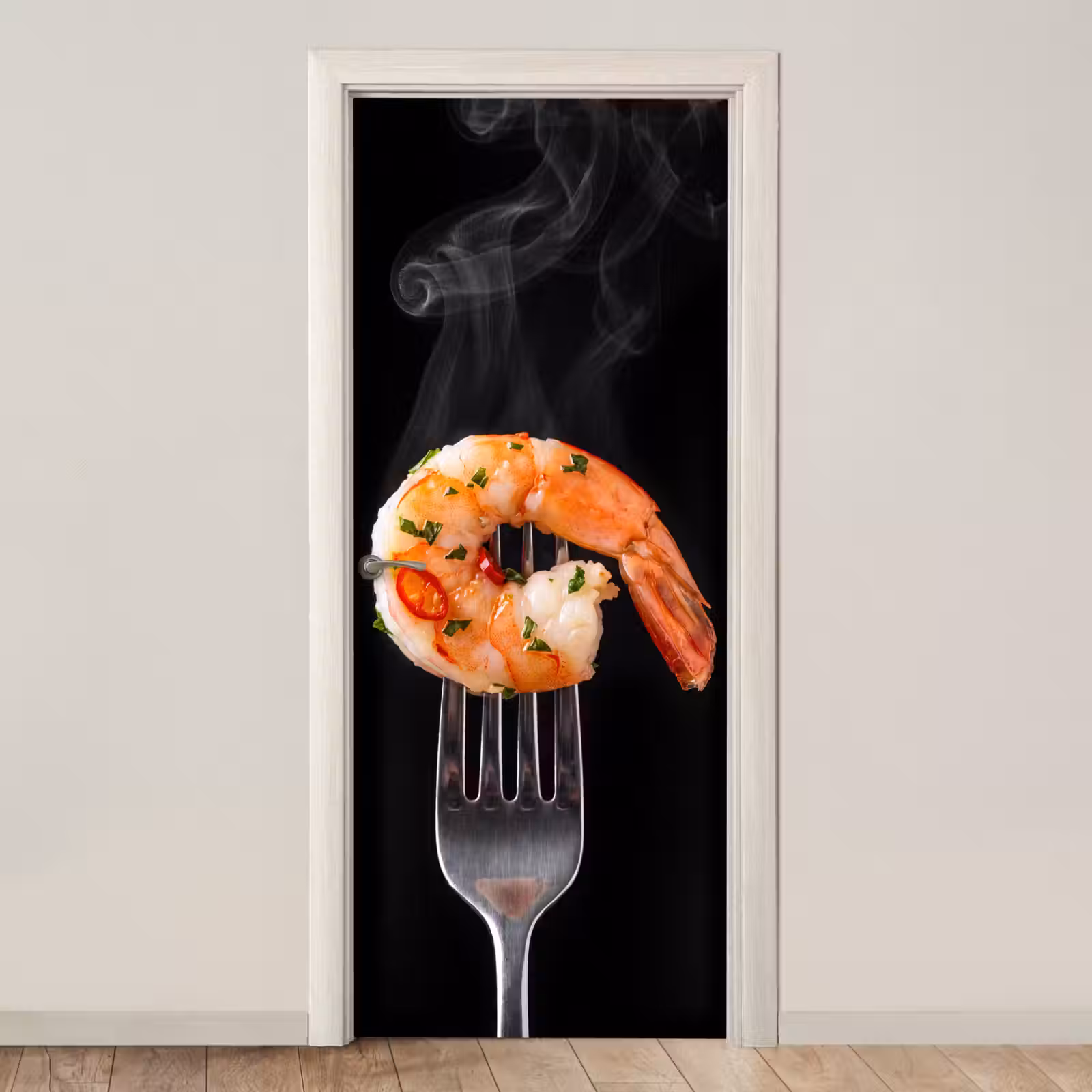 Deursticker - Eten - Garnaal - Vork — 1