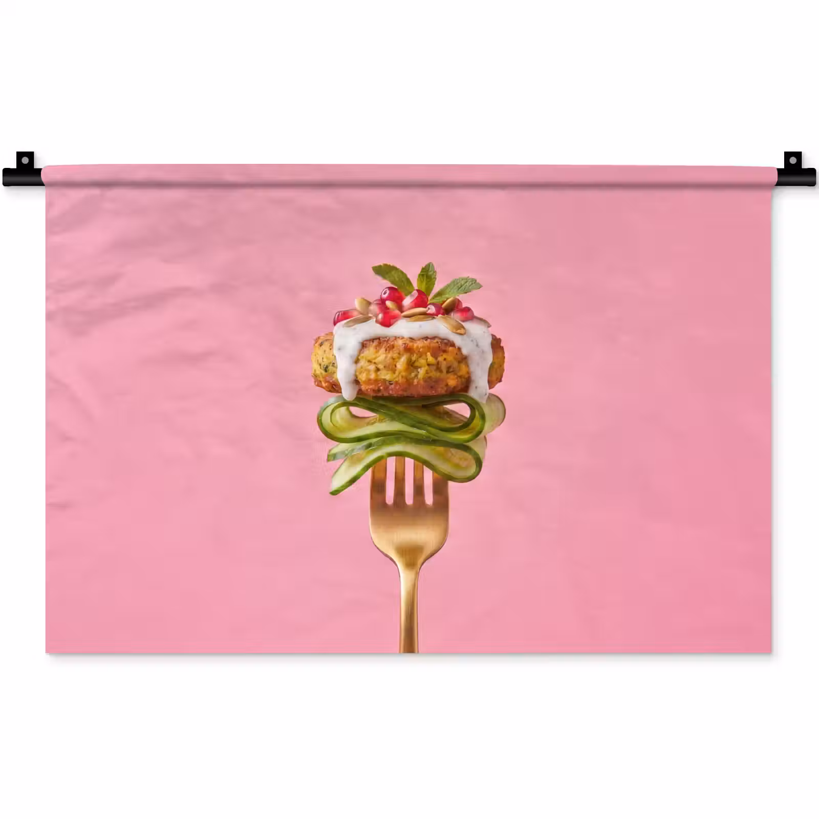 Wandkleed - Eten - Vork - Roze — 1