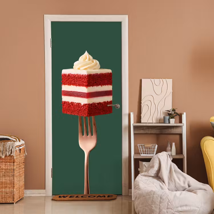 Deursticker - Cake - Vork - Rood — 2