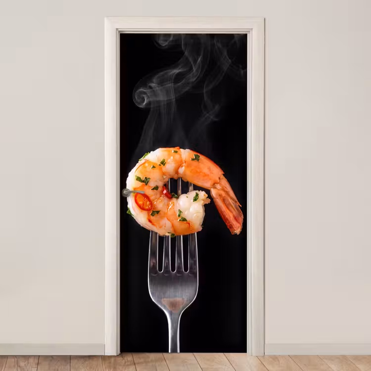 Deursticker - Eten - Garnaal - Vork — 1