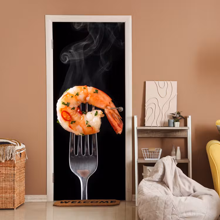 Deursticker - Eten - Garnaal - Vork — 2
