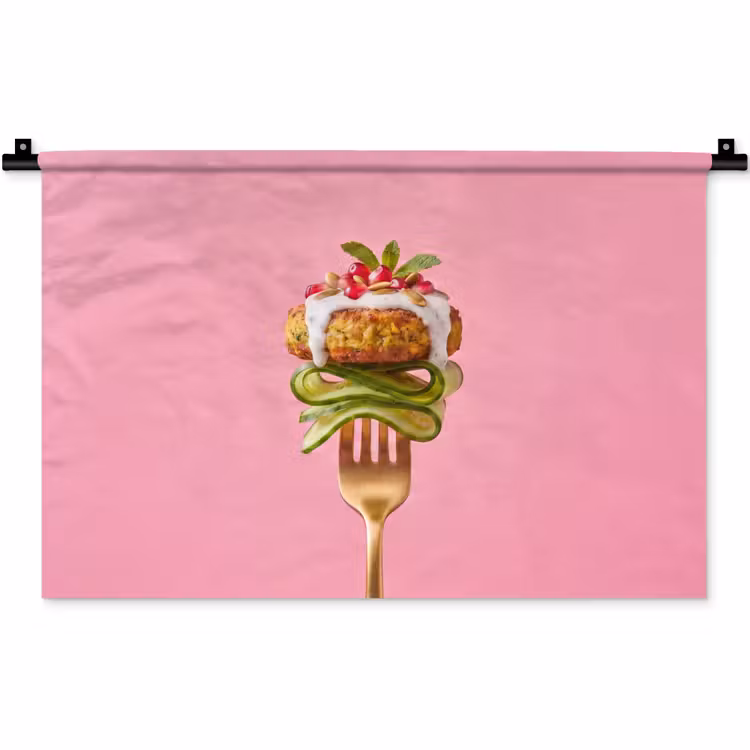 Wandkleed - Eten - Vork - Roze — 1