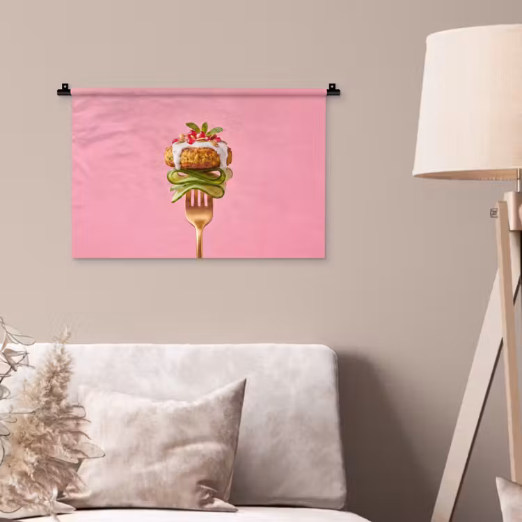 Wandkleed - Eten - Vork - Roze — 2