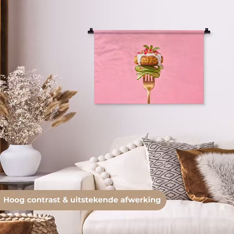 Wandkleed - Eten - Vork - Roze — 4