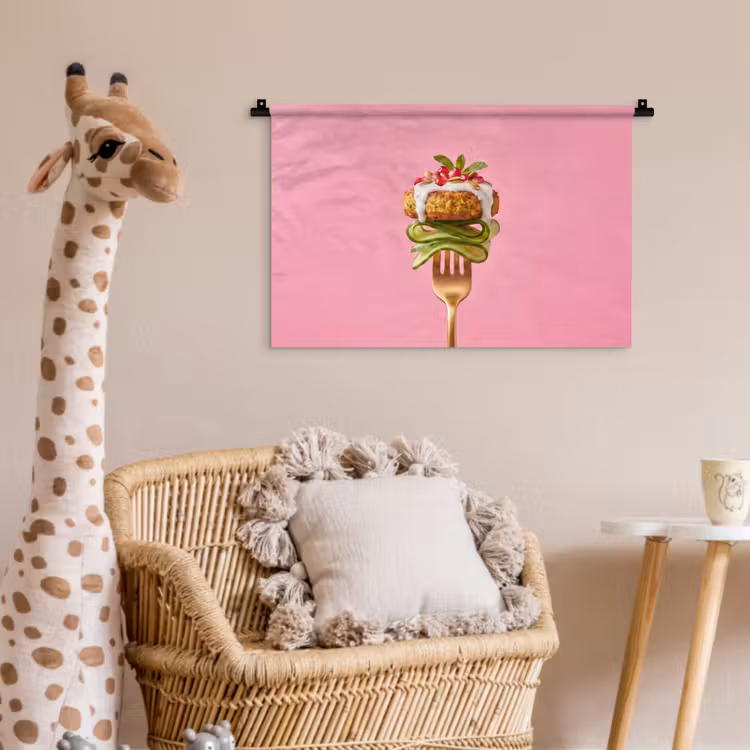 Wandkleed - Eten - Vork - Roze — 5