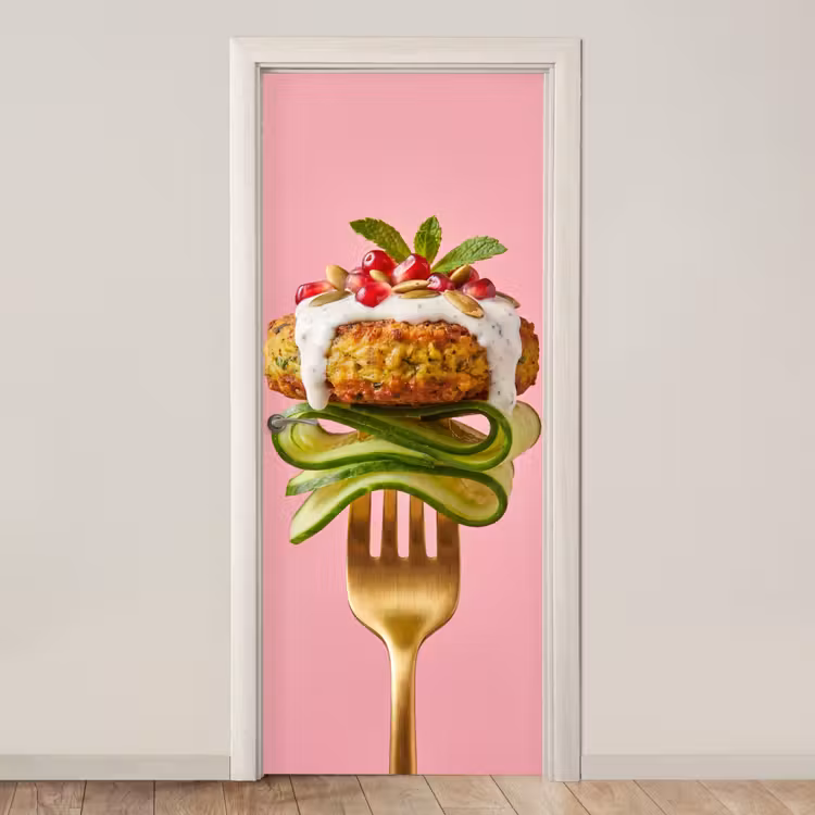 Deursticker - Eten - Vork - Roze — 1