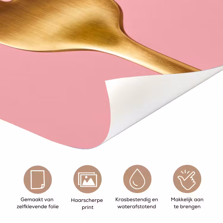 Deursticker - Eten - Vork - Roze — 3