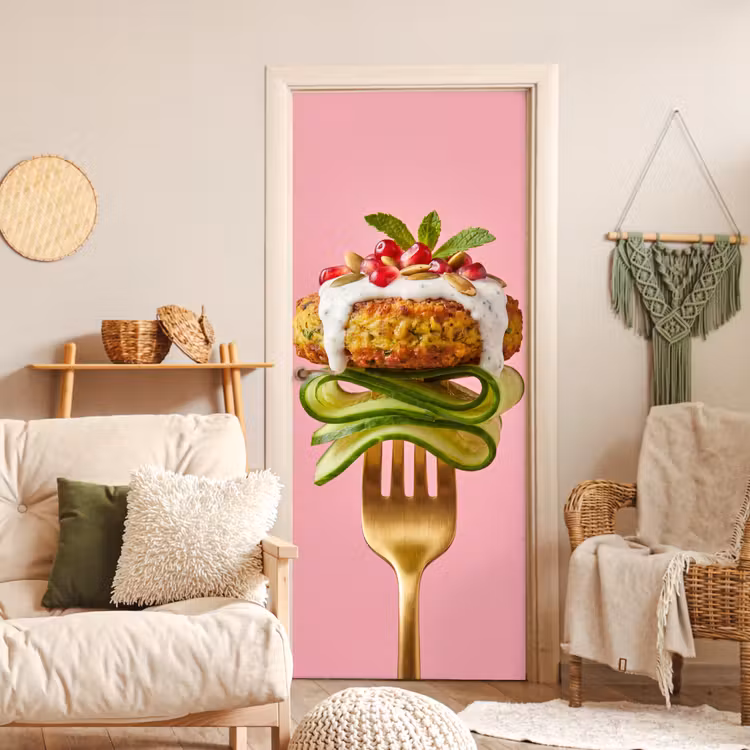 Deursticker - Eten - Vork - Roze — 4