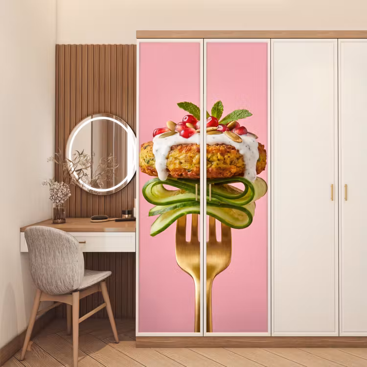 Deursticker - Eten - Vork - Roze — 5