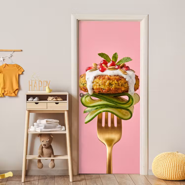Deursticker - Eten - Vork - Roze — 6
