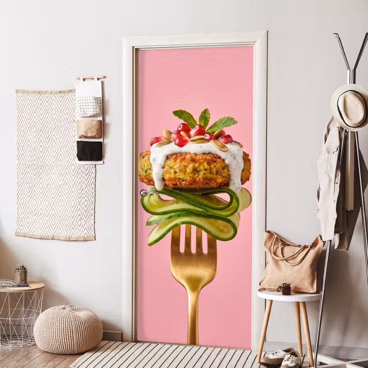 Deursticker - Eten - Vork - Roze — 8