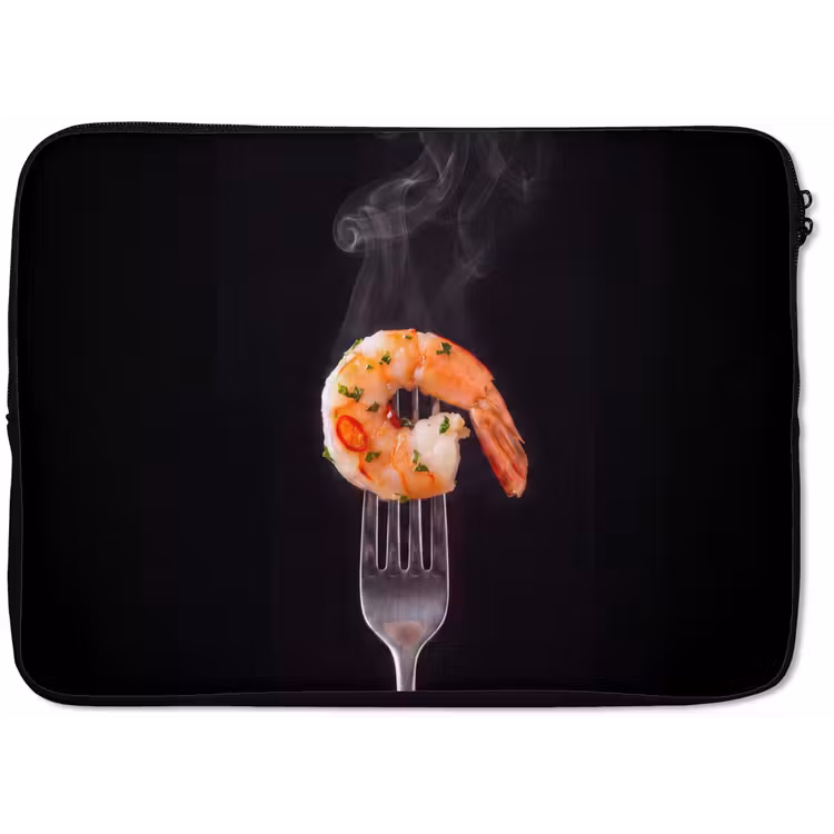 Laptophoes - Eten - Garnaal - Vork — 1
