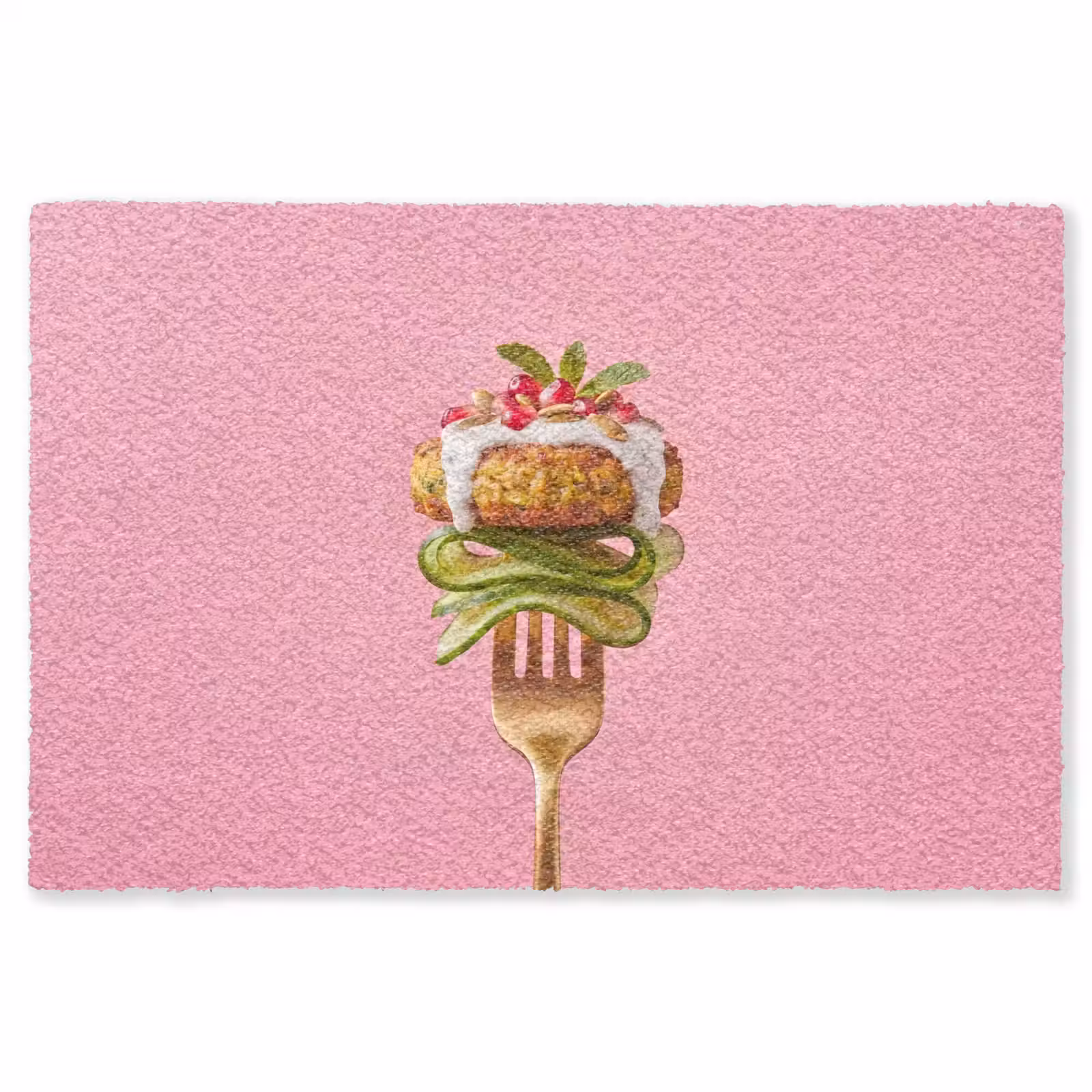 Vloerkleed - Eten - Vork - Roze — 1