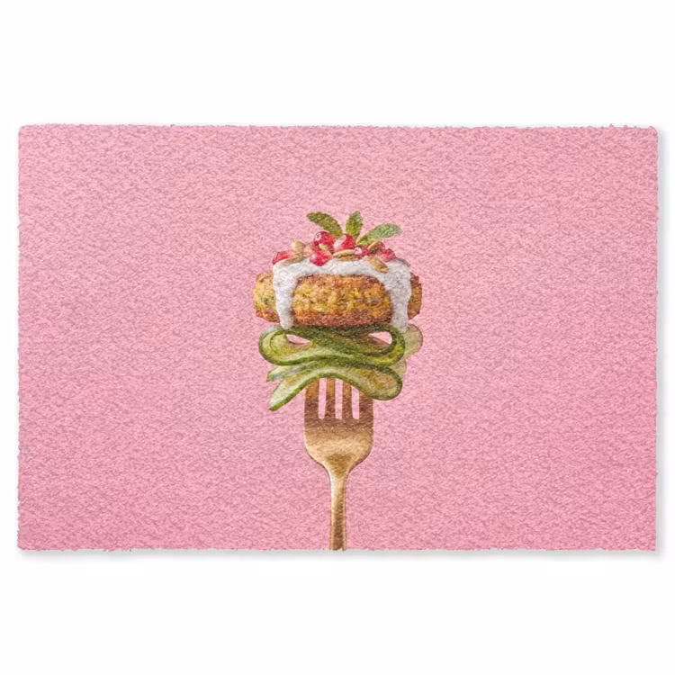 Vloerkleed - Eten - Vork - Roze — 1