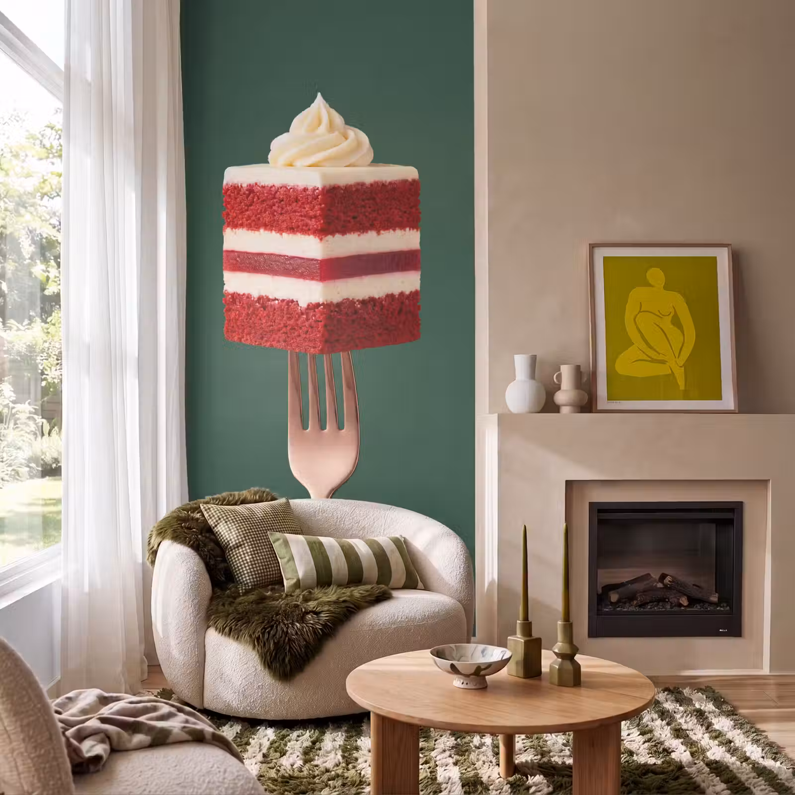Behang - Cake - Vork - Rood — 1