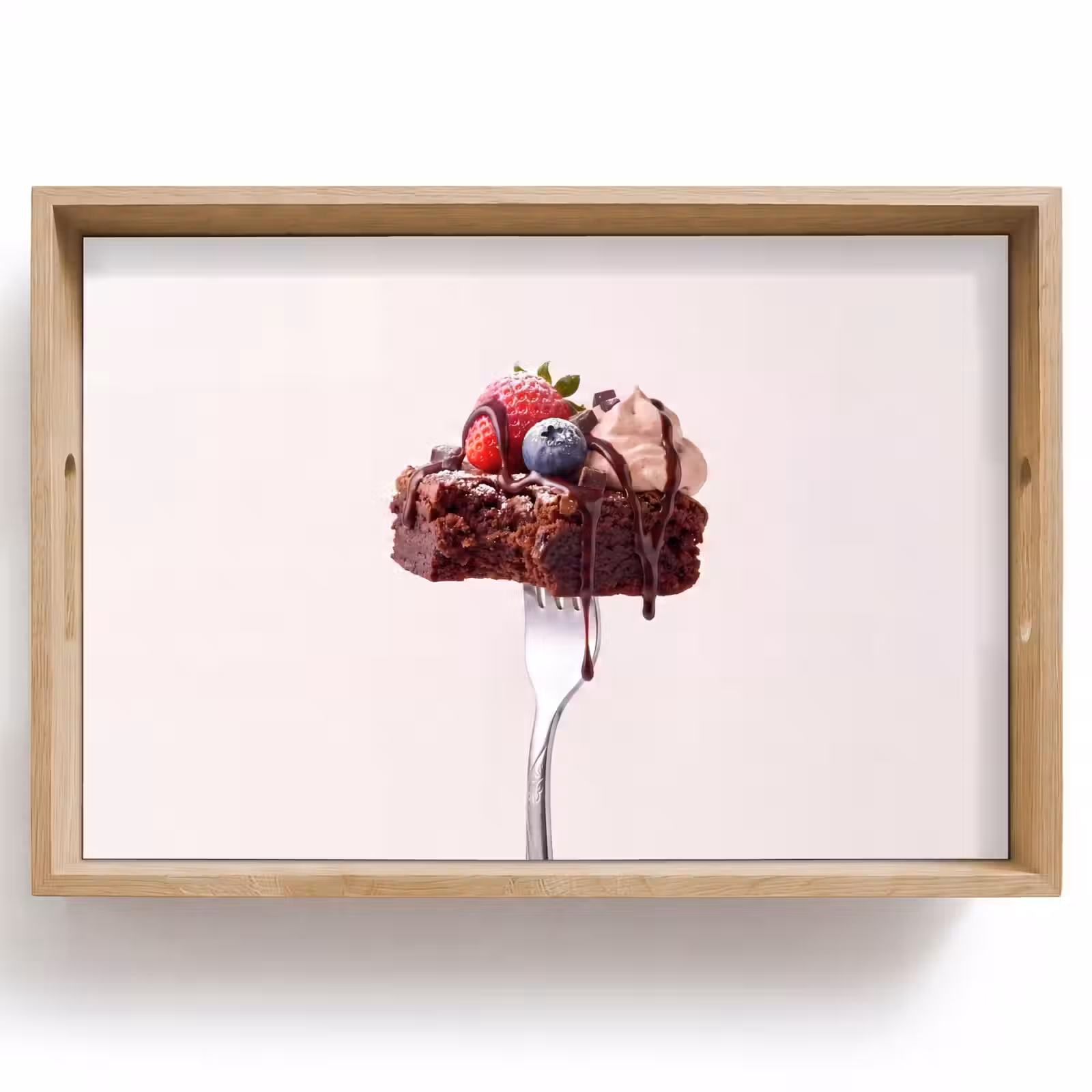 Dienblad - Vork - brownie - aardbei — 1