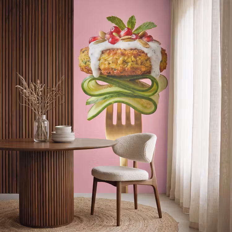 Behang - Eten - Vork - Roze — 4