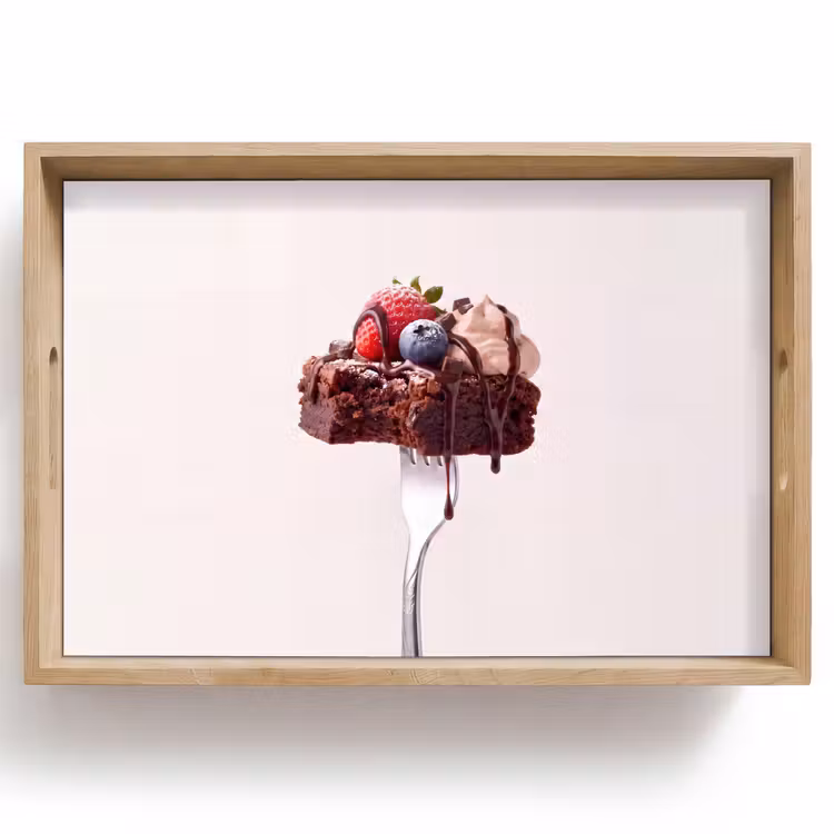Dienblad - Vork - brownie - aardbei — 1