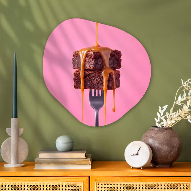Organisch schilderij - Glas - Brownie - Karamel - Eten — 2