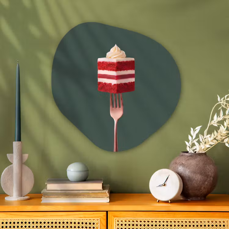 Organisch schilderij - Glas - Cake - Vork - Rood — 2