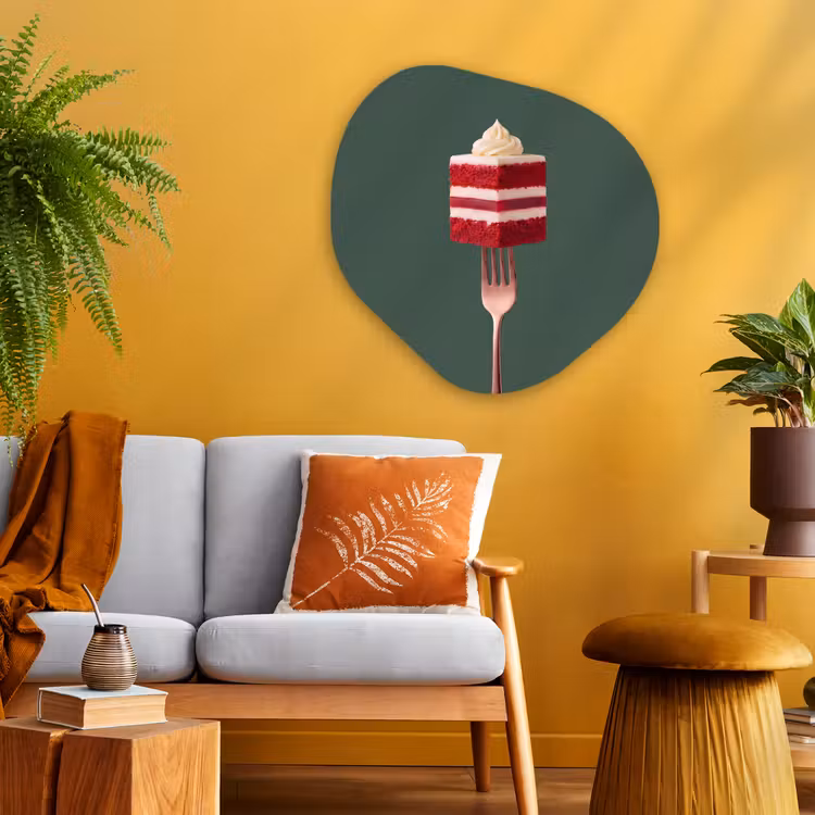Organisch schilderij - Glas - Cake - Vork - Rood — 3