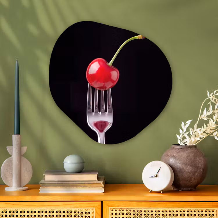 Organisch schilderij - Glas - Rode kers - Vork — 2