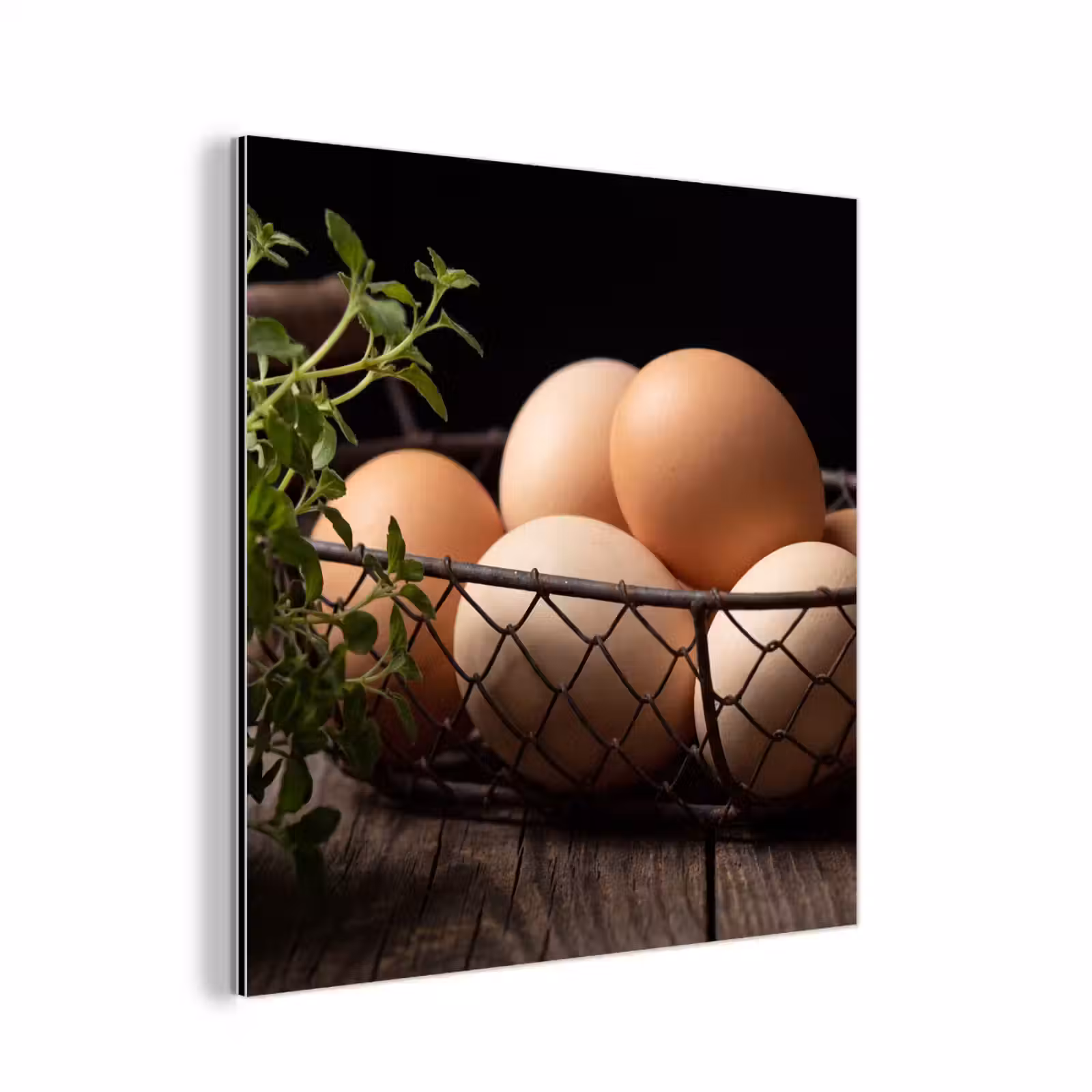 Aluminium schilderij - Eieren - Mand - Eten — 1