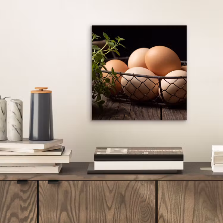 Aluminium schilderij - Eieren - Mand - Eten — 2