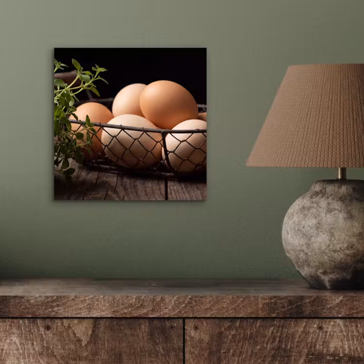 Aluminium schilderij - Eieren - Mand - Eten — 3