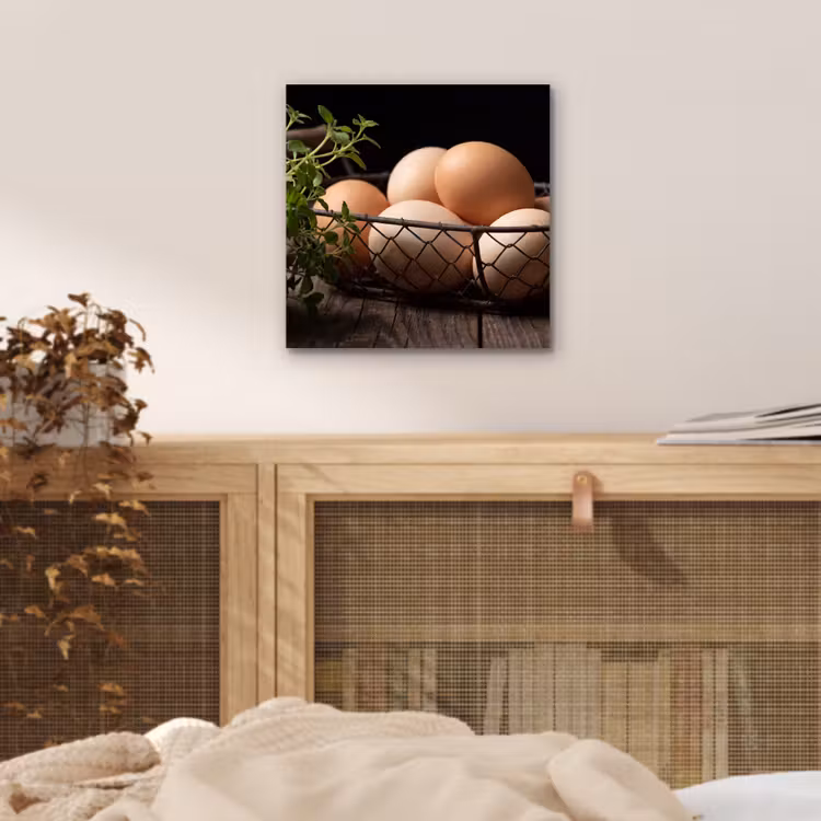 Aluminium schilderij - Eieren - Mand - Eten — 4