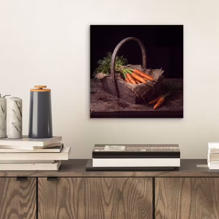 Aluminium schilderij - Wortels - Mand - Eten — 2