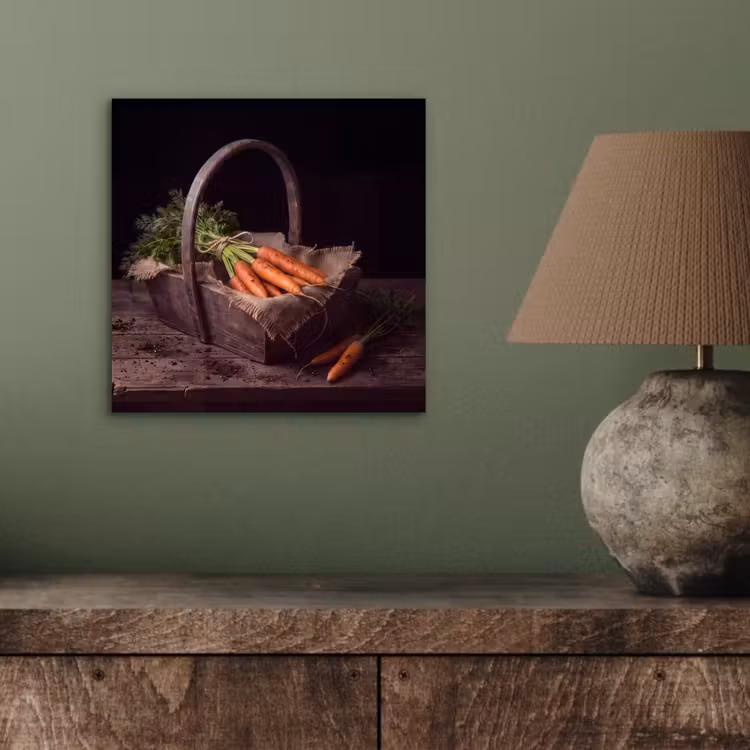 Aluminium schilderij - Wortels - Mand - Eten — 3