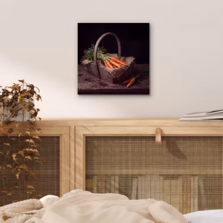 Aluminium schilderij - Wortels - Mand - Eten — 4