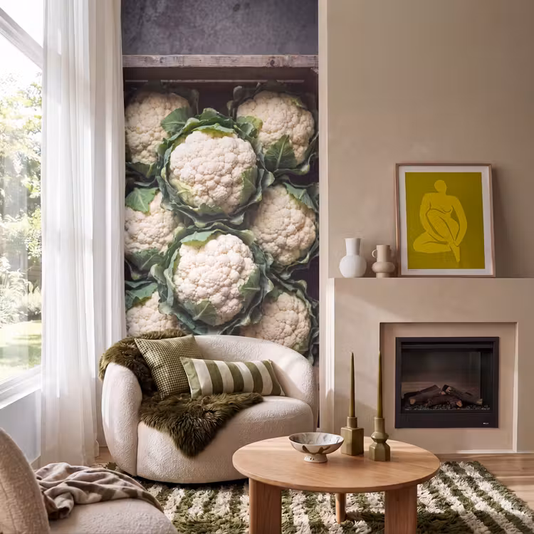 Behang - Bloemkool - Houten kist — 1