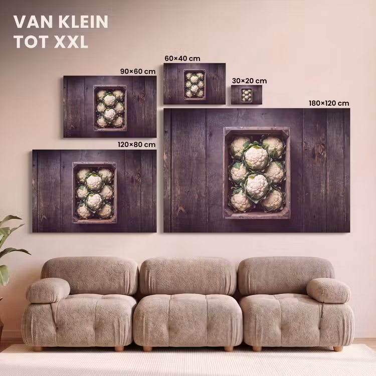 Canvas schilderij - Bloemkool - Houten kist — 7