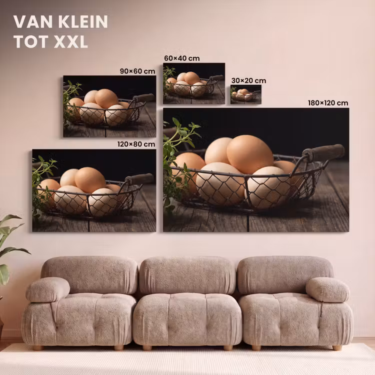Canvas schilderij - Eieren - Mand - Eten — 7