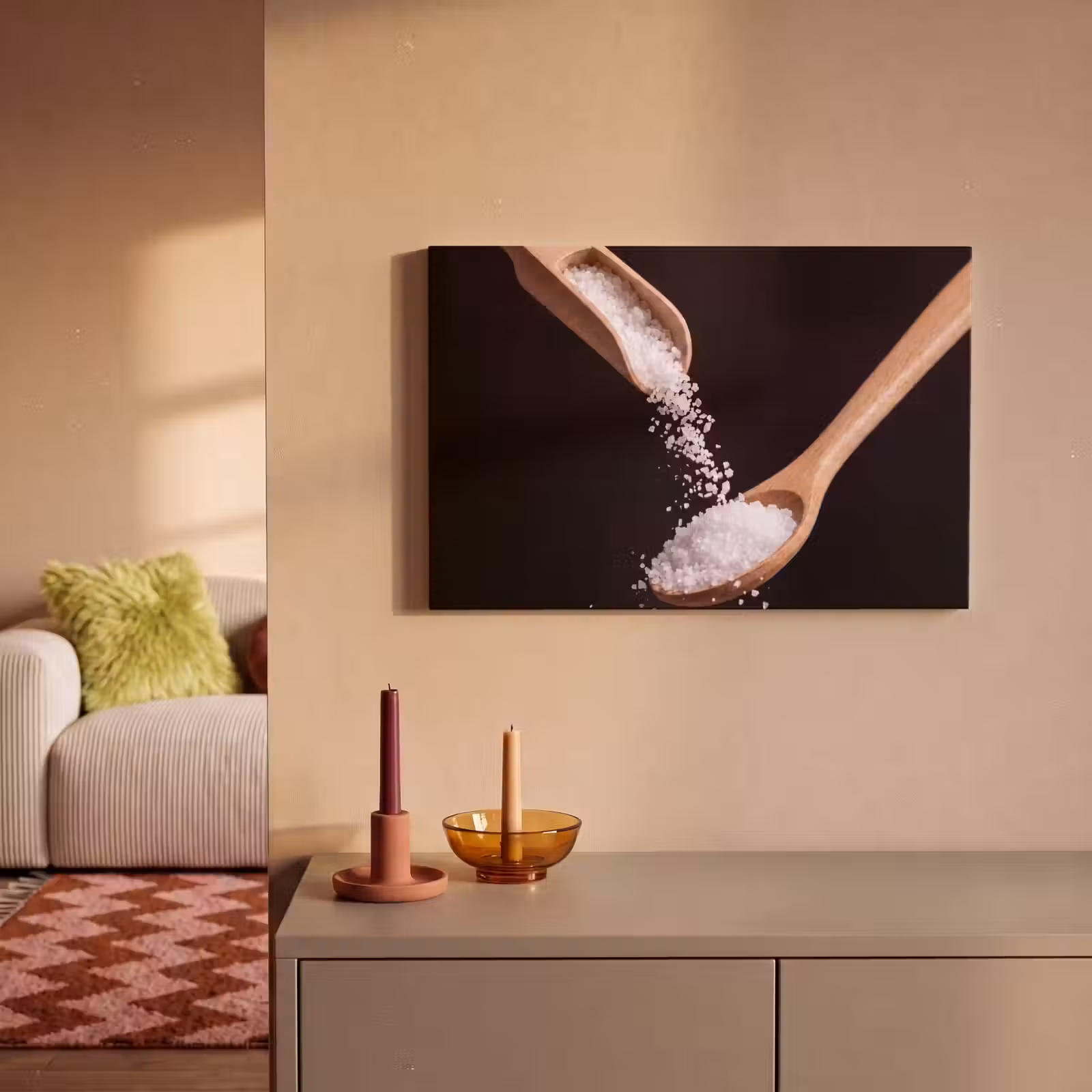 Canvas schilderij - Eten - Zout - Hout — 1