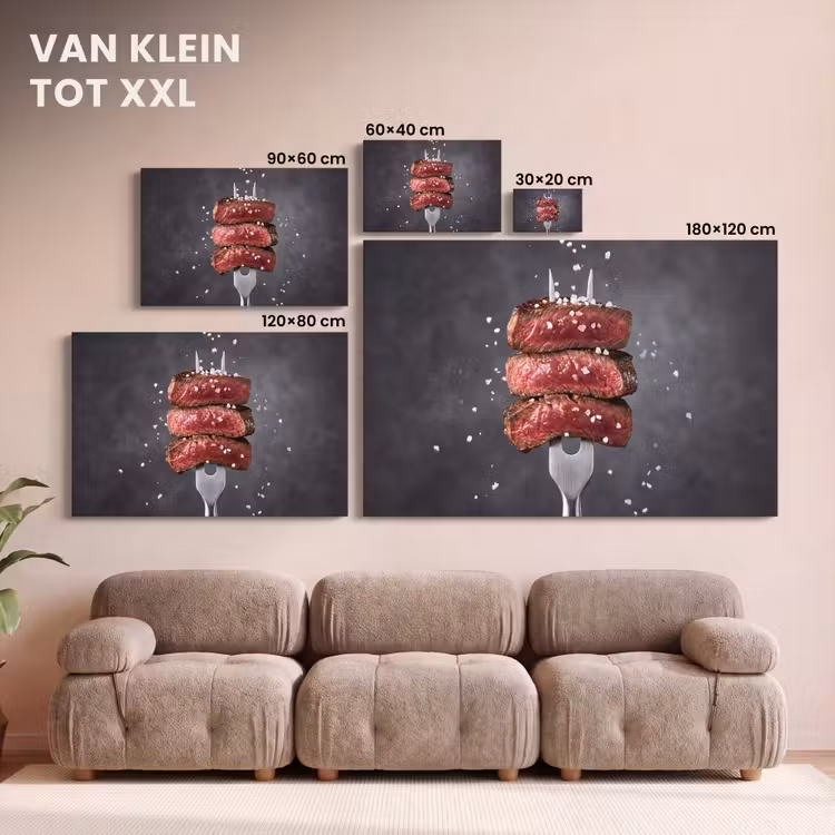 Canvas schilderij - Eten - Vlees - Zout — 7