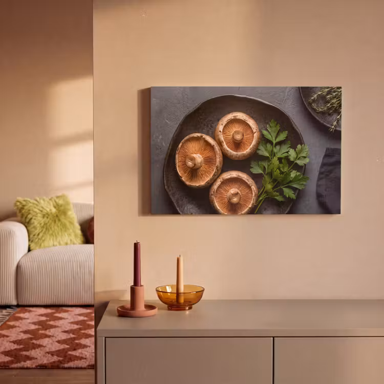 Canvas schilderij - Paddestoelen - Kruiden - Eten — 1