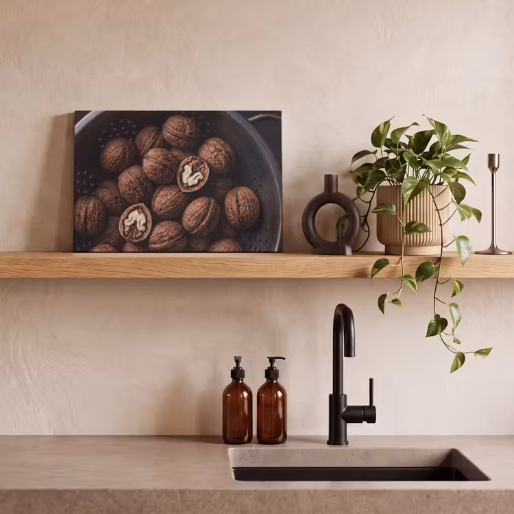 Canvas schilderij - Walnoot - Eten - Donker — 3