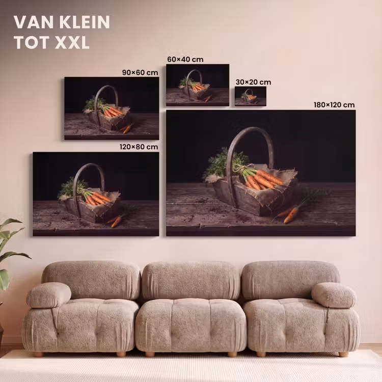 Canvas schilderij - Wortels - Mand - Eten — 7