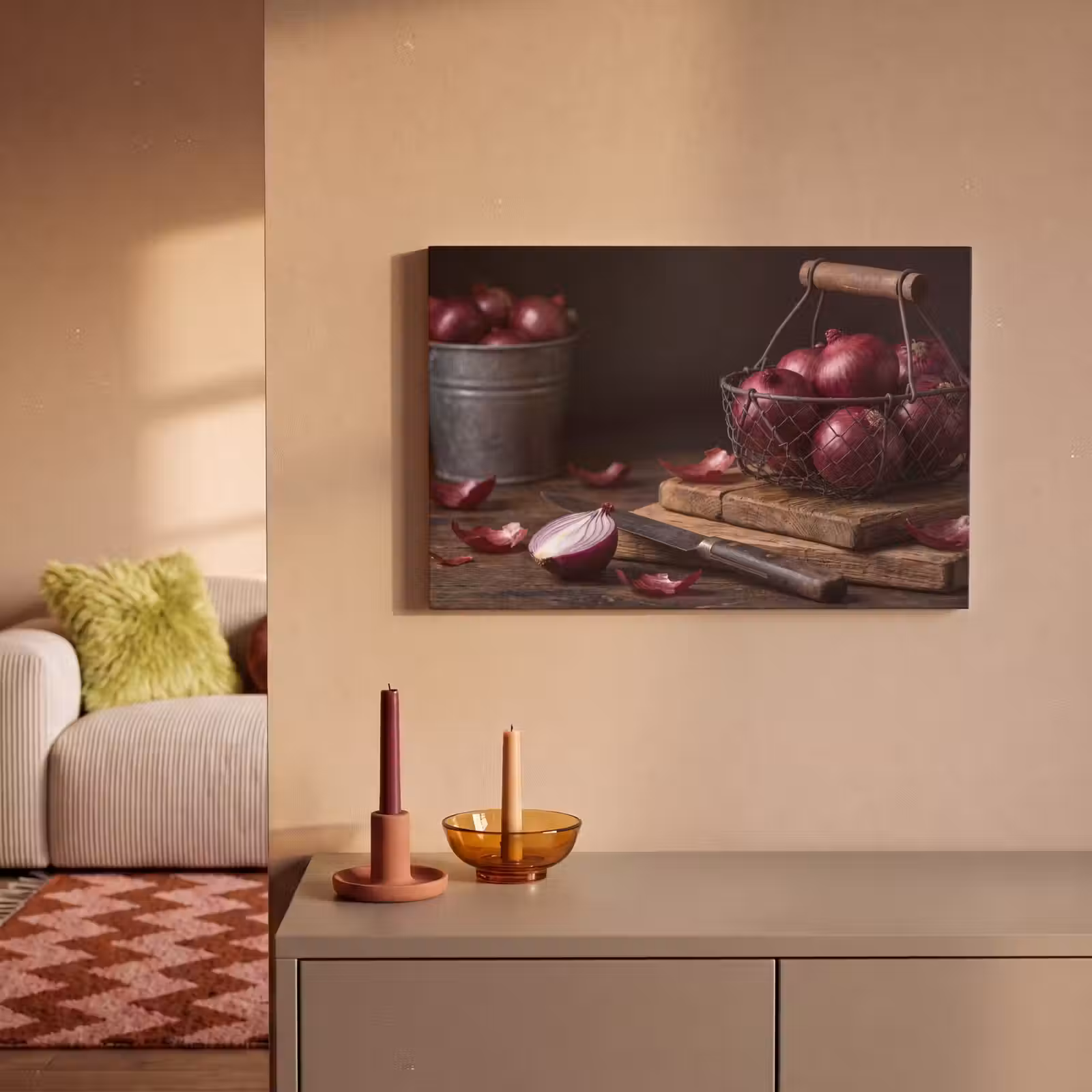 Canvas schilderij - Ui - Eten - Rustiek — 1