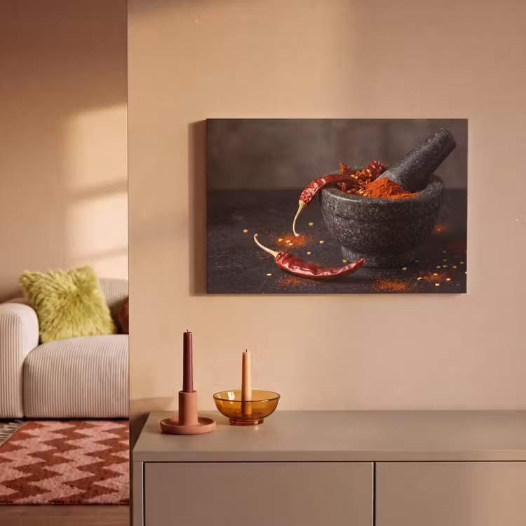 Canvas schilderij - Specerijen - Vijzel - Rood — 1
