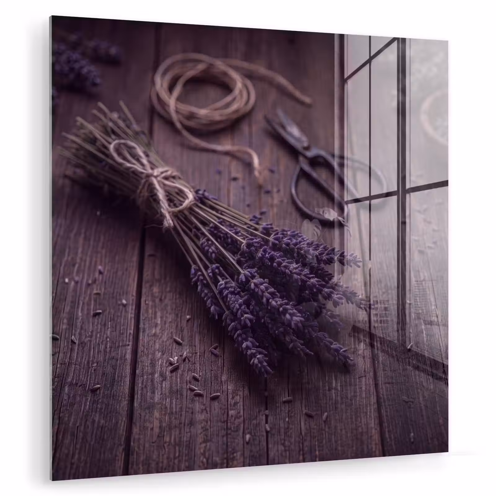 Glas schilderij - Bloemen - Rustiek - Paars — 1