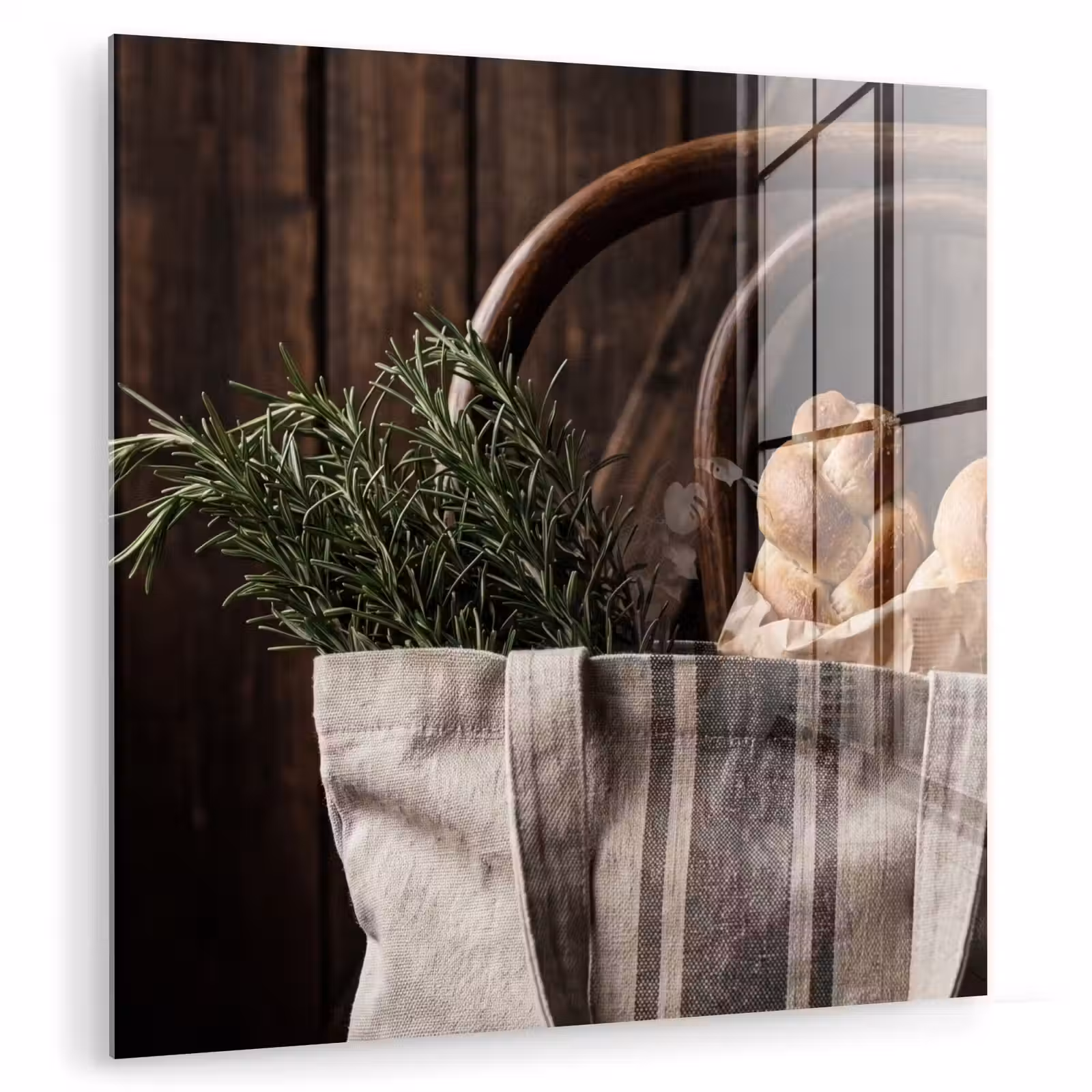 Glas schilderij - Brood - Kruiden - Eten — 1
